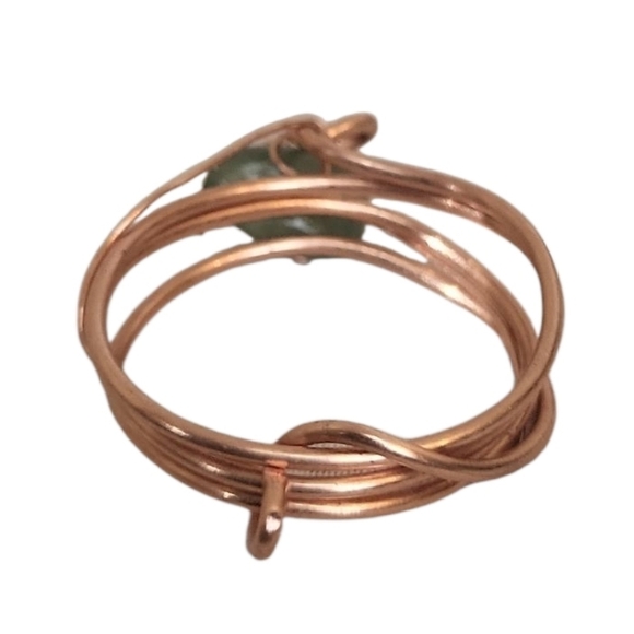 Handmade Copper Wire Wrapped Green Aventurine Ring - Picture 5 of 6